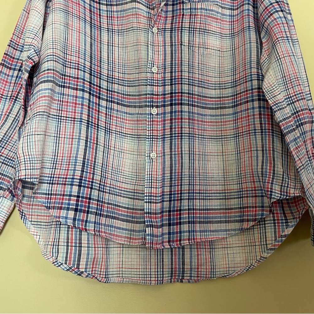 Frank & Eileen Plaid Linen Blouse Top Shirt Size XS Long Sleeve Button Front - Picture 7 of 13
